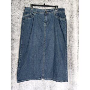 Cato Denim Midi Skirt Sz 16 Straight Back Slit Modest Stretch Pockets